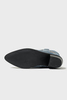 Laden Sie das Bild in den Galerie-Viewer, Dunkelblaue Bestickte Mittelhohe Cowgirl Stiefel mit Blockabsatz