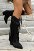 Laden Sie das Bild in den Galerie-Viewer, Braune Leoparden Mittelhohe Cowgirl Stiefel mit Fransen und Blockabsatz