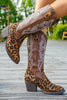 Laden Sie das Bild in den Galerie-Viewer, Braune Leoparden Breite Schaft Western Cowgirl Stiefel mit Spitzzehe und Blockabsatz