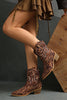 Laden Sie das Bild in den Galerie-Viewer, Braune Leoparden Breite Schaft Cowgirl Stiefel mit Spitzzehe und Knöchelhoch