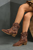 Laden Sie das Bild in den Galerie-Viewer, Braune Leoparden Breite Schaft Cowgirl Stiefel mit Spitzzehe und Knöchelhoch