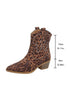Laden Sie das Bild in den Galerie-Viewer, Braune Leoparden Breite Schaft Cowgirl Stiefel mit Spitzzehe und Knöchelhoch