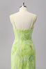 Laden Sie das Bild in den Galerie-Viewer, Glitzer Grün Etui Perlen Lange Ball Kleid mit Schlitz