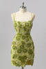 Laden Sie das Bild in den Galerie-Viewer, Glitzer Grün Cut Out Blumen Enge Kurze Ball Kleid mit Perlen
