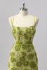 Laden Sie das Bild in den Galerie-Viewer, Glitzer Grün Cut Out Blumen Enge Kurze Ball Kleid mit Perlen