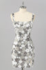Laden Sie das Bild in den Galerie-Viewer, Glitzer Silber Pailletten Enge Kurze Ball Kleid