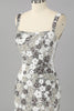 Laden Sie das Bild in den Galerie-Viewer, Glitzer Silber Pailletten Enge Kurze Ball Kleid
