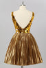 Laden Sie das Bild in den Galerie-Viewer, Glitzer Königsblau Mirror A Linie Metallic Kurze Ball Kleid