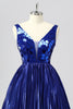 Laden Sie das Bild in den Galerie-Viewer, Glitzer Königsblau Mirror A Linie Metallic Kurze Ball Kleid