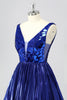 Laden Sie das Bild in den Galerie-Viewer, Glitzer Golden Mirror A Linie Kurze Ball Kleid