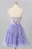 Laden Sie das Bild in den Galerie-Viewer, Glitzer Lilac A Linie Blumen Kurze Korsett Ball Kleid