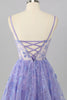 Laden Sie das Bild in den Galerie-Viewer, Glitzer Lilac A Linie Blumen Kurze Korsett Ball Kleid
