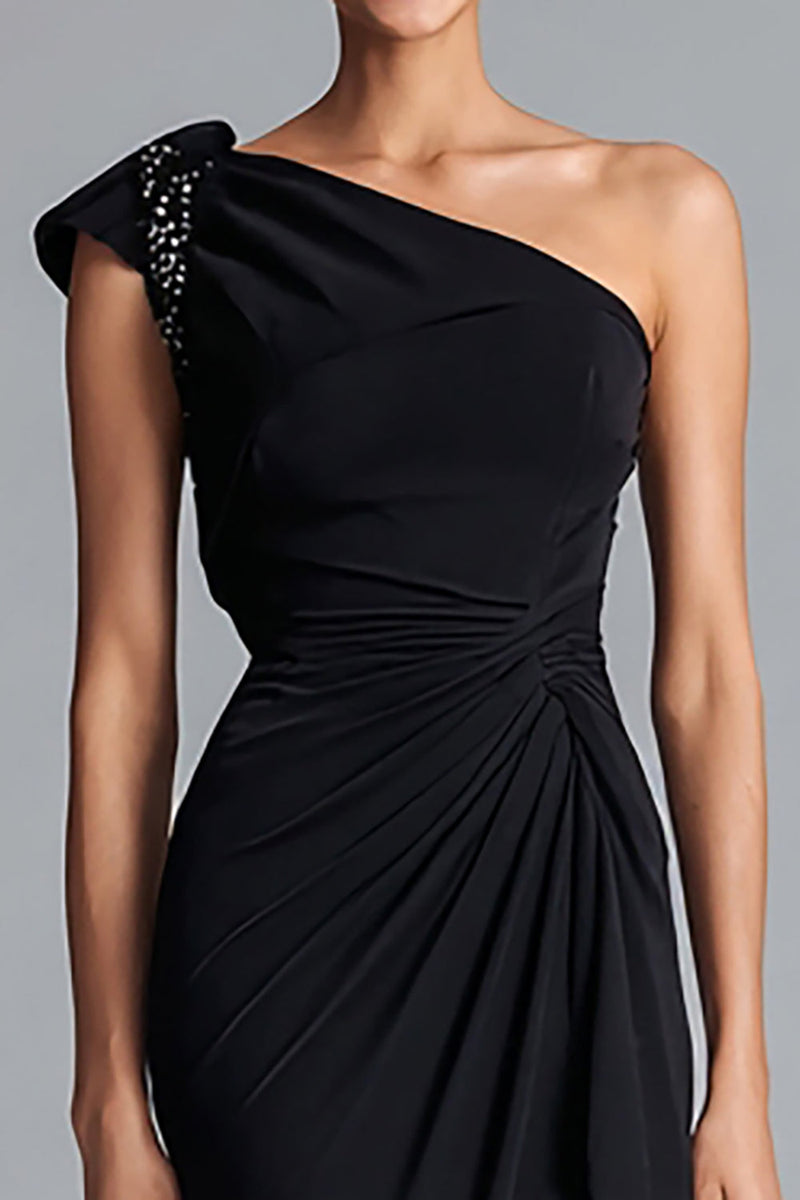 Laden Sie das Bild in den Galerie-Viewer, Schwarz Eine Schulter Maxi Formelle Kleid