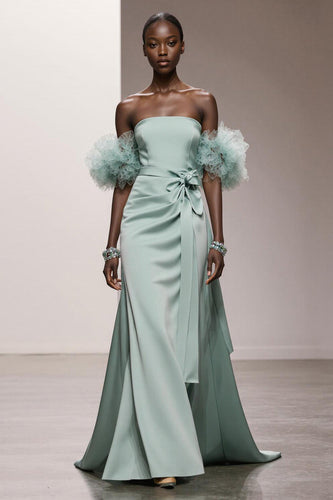 Mint Grün Trägerlos Satin Meerjungfrau Lange Formelle Kleid