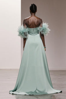 Mint Grün Trägerlos Satin Meerjungfrau Lange Formelle Kleid