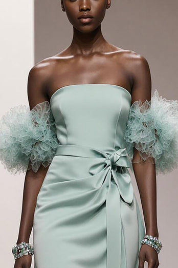 Mint Grün Trägerlos Satin Meerjungfrau Lange Formelle Kleid