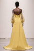 Laden Sie das Bild in den Galerie-Viewer, Narzisse Trägerlos Satin Geraffte Meerjungfrau Lange Ball Kleid mit Ärmel