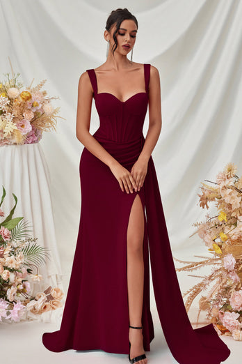 Einfaches Schwarz Meerjungfrau Lange Ballkleid mit Seitlichem Cape
