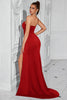 Laden Sie das Bild in den Galerie-Viewer, Einfaches Rot Korsett Meerjungfrau Trägerlos Lange Ballkleid mit Schlitz