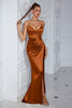 Laden Sie das Bild in den Galerie-Viewer, Dunkelgrün Geraffte Spaghettiträger Lange Ballkleid mit Schlitz