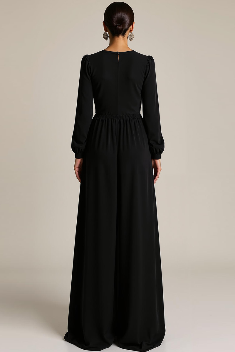 Laden Sie das Bild in den Galerie-Viewer, Schwarz Etuikleid Samt Schlüsselloch-Ausschnitt Langes Festliches Kleid mit Schleife