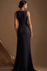 Laden Sie das Bild in den Galerie-Viewer, Einfaches Schwarz Satin Lange Sheath Abendkleid