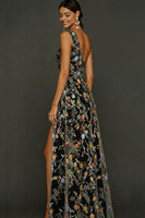 Laden Sie das Bild in den Galerie-Viewer, Blumenmuster Mauve One schulter A-Linien Langes Abendkleid mit Schlitz