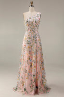 Laden Sie das Bild in den Galerie-Viewer, Blumenmuster Mauve One schulter A-Linien Langes Abendkleid mit Schlitz