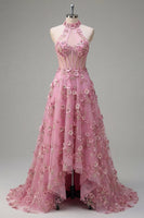 Laden Sie das Bild in den Galerie-Viewer, Glitzernder Taro Korsett Schlüsselloch A Linie Hochgeschlossen Blumen Perlenstickerei Ballkleid