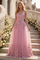Laden Sie das Bild in den Galerie-Viewer, Spaghettiträger Glitzernder Taro A Linie Blumen Perlenstickerei Ballkleid