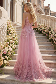 Spaghettiträger Glitzernder Taro A Linie Blumen Perlenstickerei Ballkleid