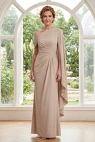 Laden Sie das Bild in den Galerie-Viewer, Scheide Gerafft Lang Champagner Kleid für die Mutter der Braut mit Rüschen