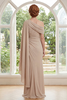 Scheide Gerafft Lang Champagner Kleid für die Mutter der Braut mit Rüschen