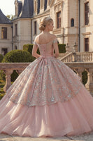 Laden Sie das Bild in den Galerie-Viewer, Rouge Applikationen Lang Rüschen Prinzessin Quinceañera-Kleid mit Schärpe
