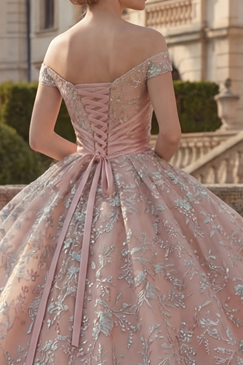 Laden Sie das Bild in den Galerie-Viewer, Rouge Applikationen Lang Rüschen Prinzessin Quinceañera-Kleid mit Schärpe