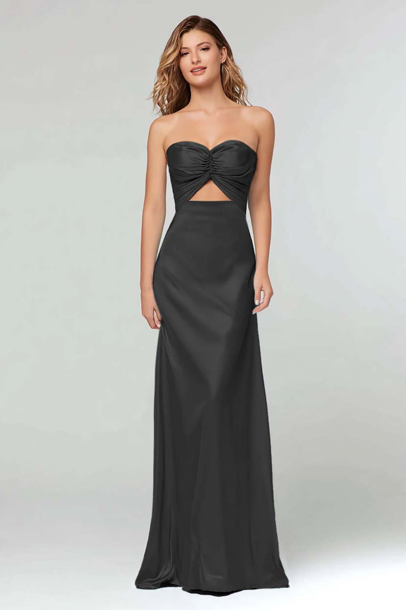 Laden Sie das Bild in den Galerie-Viewer, Blue Schatz Etui Satin Maxi Formelle Kleid