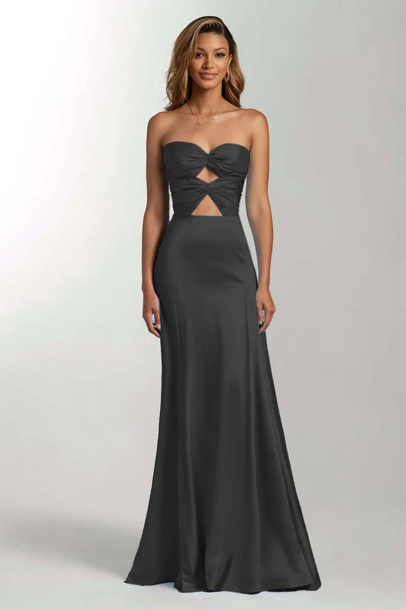 Laden Sie das Bild in den Galerie-Viewer, Dunkelgrün Meerjungfrau Schatz Satin Maxi Formelle Kleid