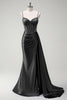 Laden Sie das Bild in den Galerie-Viewer, Glitzer Königsblau Korsett Meerjungfrau Lange Satin Abendkleid mit Schlitz