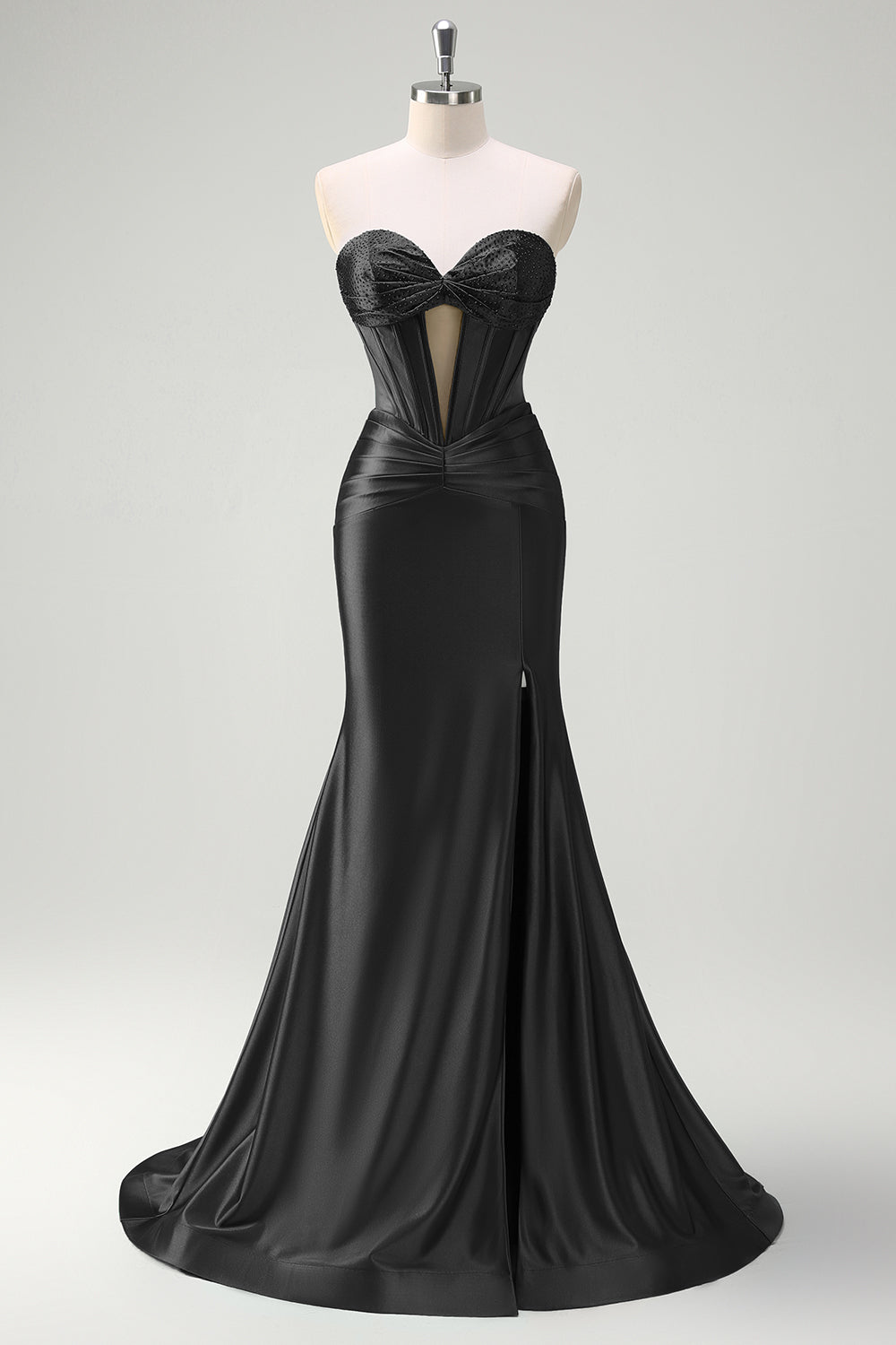 Glitzer Schwarzes Korsett Perlen Schätzchen Lange Abendkleid