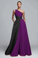 Laden Sie das Bild in den Galerie-Viewer, Rosa Satin One schulter A-Linien Maxi Abendkleid