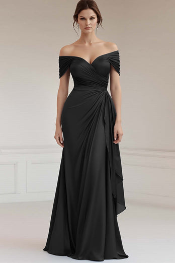 Pfauengrün Sheath Satin Schulterfreie Lange Formelle Kleid