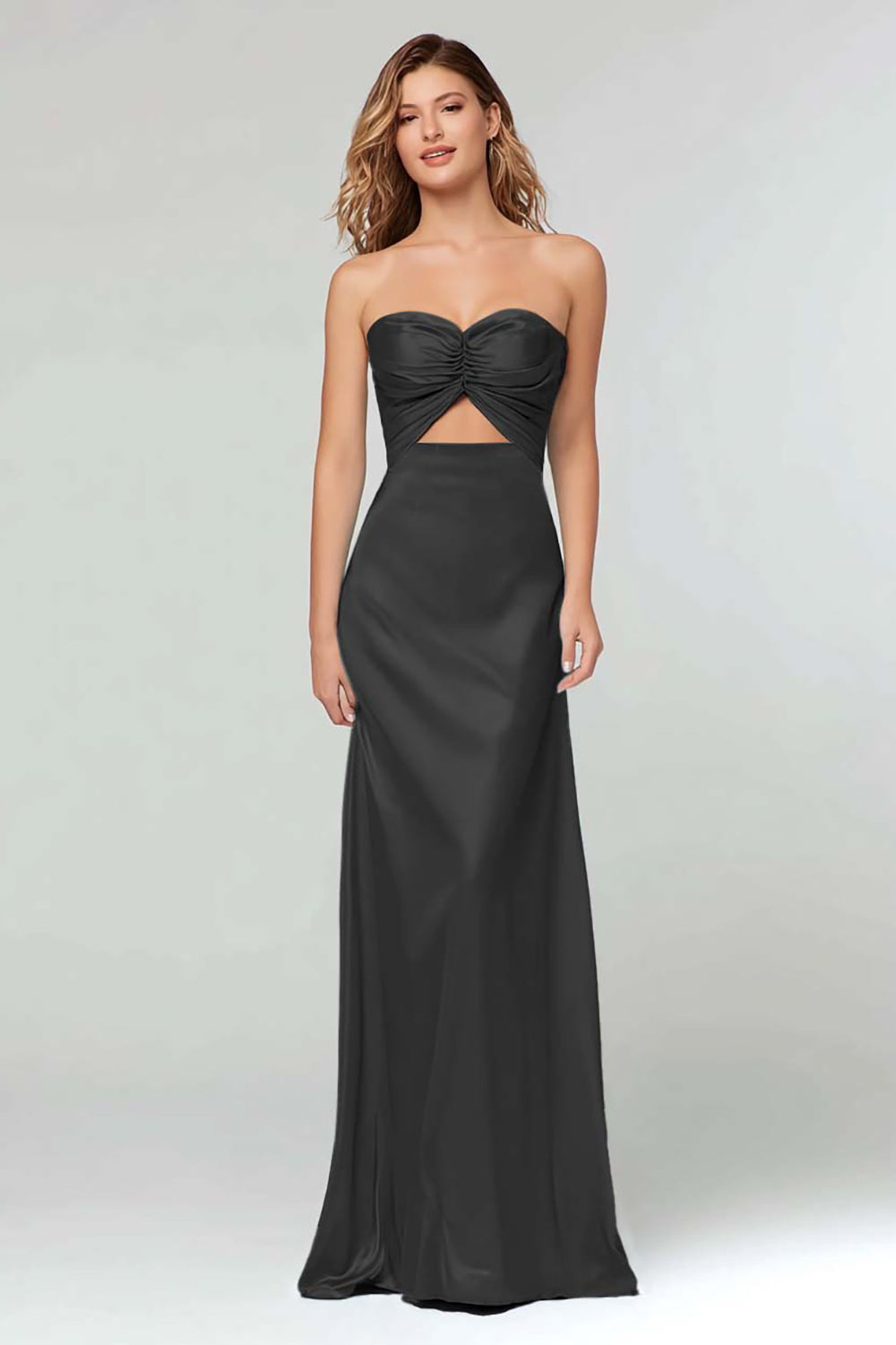 Schwarz Schatz Etui Satin Maxi Formelle Kleid