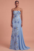Laden Sie das Bild in den Galerie-Viewer, Rosa Blumenmuster Glitzer Langes Abiballkleid mit Cape
