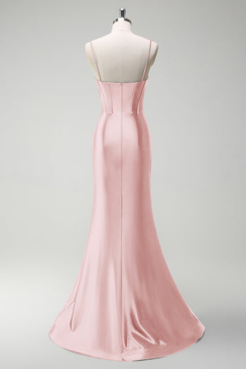 Glitzer Dunkelgrün Korsett Meerjungfrau Lange Satin Abendkleid
