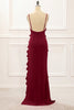 Laden Sie das Bild in den Galerie-Viewer, Heißes Rosa Spaghettiträger Rückenfreies Ballkleid mit Schlitz
