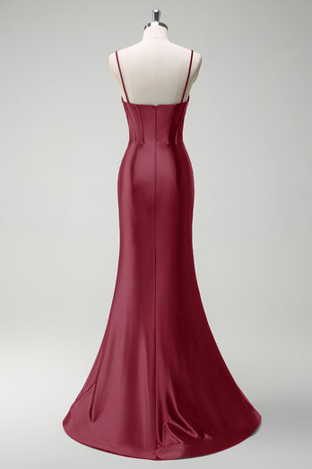Glitzer Dunkelgrün Korsett Meerjungfrau Lange Satin Abendkleid