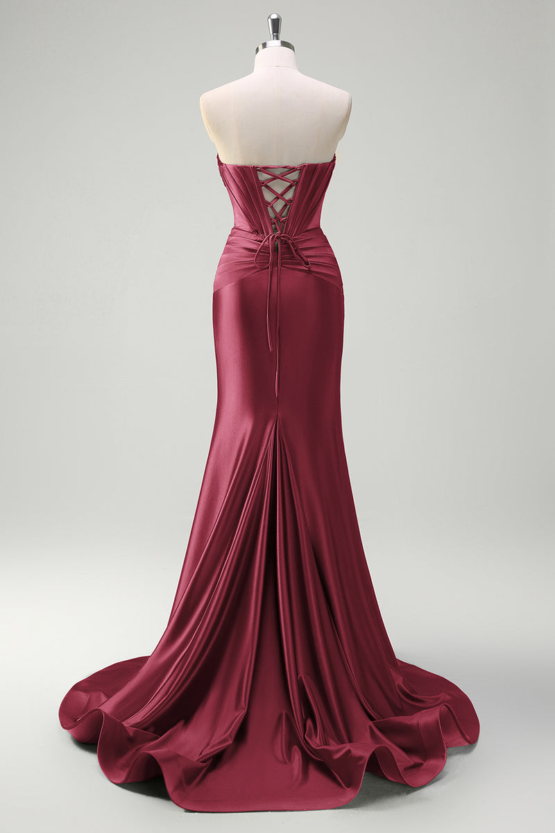 Laden Sie das Bild in den Galerie-Viewer, Glitzer Schwarzes Korsett Perlen Schätzchen Lange Abendkleid