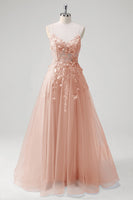 Laden Sie das Bild in den Galerie-Viewer, Blumen Blau A Linie Korsett Lange Abendkleid mit Applikationen