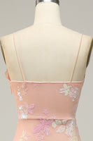 Laden Sie das Bild in den Galerie-Viewer, Hellrosa Meerjungfrau Spaghettiträger Satin langes Abendkleider mit Schlitz