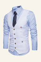 Laden Sie das Bild in den Galerie-Viewer, Schwarzes Einreihiges Revers Herren Schwarze Weste